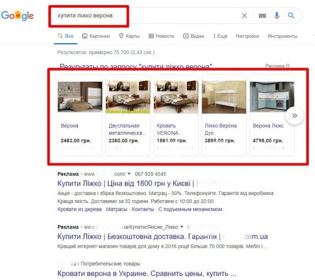 Реклама Google Shoping
